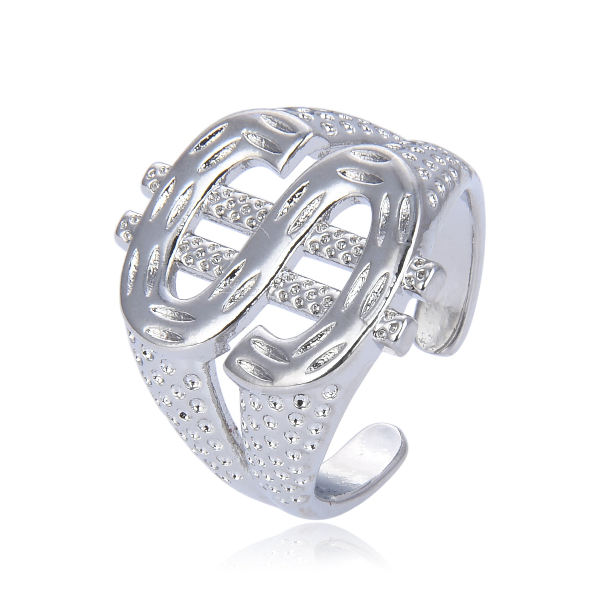 Wholesale Dollar Sign Open Adjustable Punk Ring